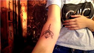 izgisel Ku ve iek Dvmesi / Flower and Bird Line Work Tattoo