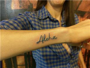 Mavi Aloha Yazs Dvme / Blue Aloha Tattoo