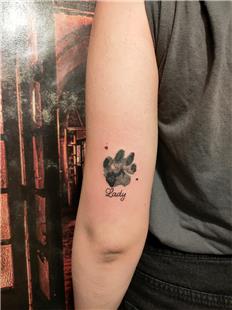 Kpek Pati zi sim ve Kalpler Dvmesi / Dog Paw Hearts and Name Tattoo
