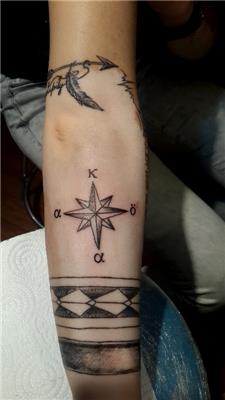 pusula-yildiz-ve-harfler-dovmesi---compass-star-and-letters-tattoo