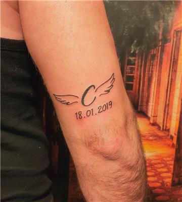 dirsek-ustune-harf-kanat-ve-tarih-dovmesi---letter-wing-and-date-tattoo