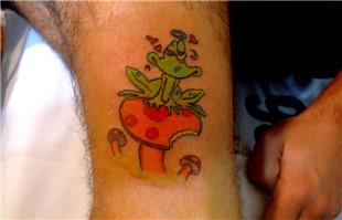 Sarho Kurbaa Mantar Dvmesi / Corked Drunk Stoned Frog Mushroom Tattoo