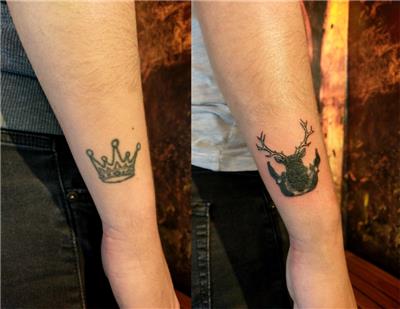 geyik-ve-kuslar-ile-tac-dovmesi-kapatma---crown-tattoo-cover-up-deer-and-birds