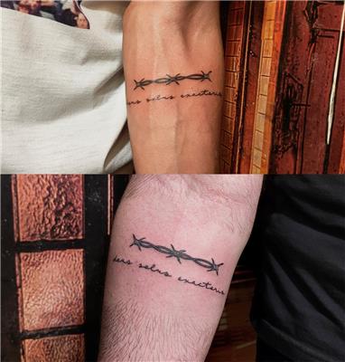 dikenli-tel-ve-yazi-dovmesi---barbed-wire-and-lettering-tattoo