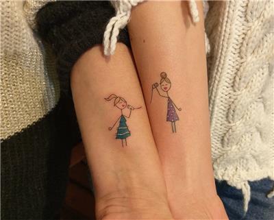 renkli-sembolik-anne-kiz-dovmesi---colourful-mom-and-daughter-tattoo