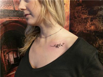 dal-ve-yapraklar-dovmesi---bough-with-leaves-on-collarbone-tattoos