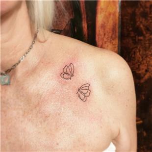 izgisel Kelebek Dvmeleri / Linear Butterfly Tattoos
