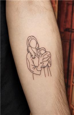 cizgisel-aile-anne-ogul-fotografi-dovmesi---family-portrait-line-art-tattoo-mom-and-son