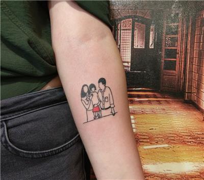 retro-minimal-aile-dovmesi---retro-minimal-family-tattoo