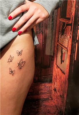 bacaga-cizgisel-kelebek-dovmeleri---linear-butterfly-tattoos-on-leg