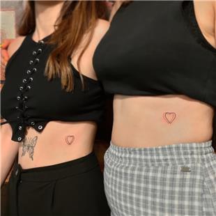 Krmz Siyah Kalp Kardelik Dvmesi / Red Black Heart Sisterhood Tattoo