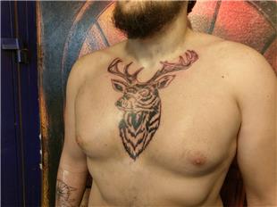 Gs zerine Geyik Dvmesi / Deer Tattoo on Chest