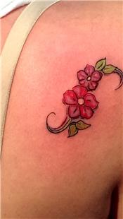 Omuz Srt Renkli iek Dvmeleri / Colorful Flowers Tattoo