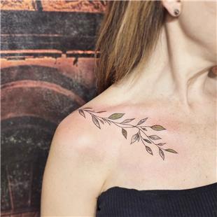 Omuza Dallar ve Yapraklar Dvmesi / Leaves and Branches Tattoo on Shoulder