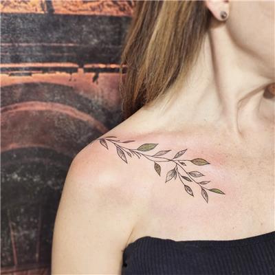 omuza-dallar-ve-yapraklar-dovmesi---leaves-and-branches-tattoo-on-shoulder