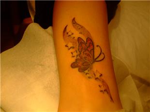 Kelebek ve Yldzlar Dvme Dzeltme / Butterfly and Stars Cover Tattoo