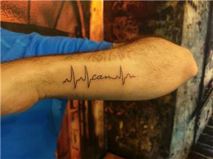 Can sim ve Kalp Ritmi Dvmesi / Name and Heartbeat Tattoo