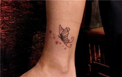 ayak-bilegine-kelebek-dovmesi-ve-yildizlar---butterfly-and-stars-tattoo-on-leg