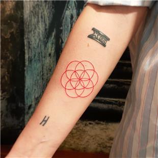 Krmz Yaam iei Dvmesi / Flower of Life Red Tattoo