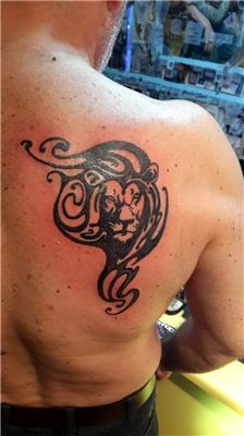 sirta-tribal-aslan-dovmesi---tribal-lion-tattoo-on-back