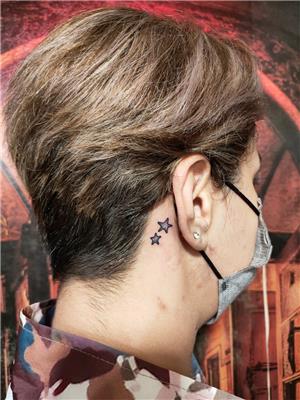 kulak-arkasina-deniz-yildizi-dovmesi---sea-star-neck-tattoo