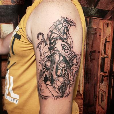 anubis-ve-horus-misir-tanrilari-dovmesi---anubis-and-horus-egyptian-gods-tattoo