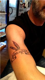 sim Ty ve Banner Dvmesi / Name Feather and Banner Tattoo