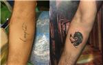 leyla-isim-dovmesi-motorsikletci-kurt-dovmesi-ile-kapatma-calismasi---name-tattoo-cover-up-with-wolf-biker-tattoo