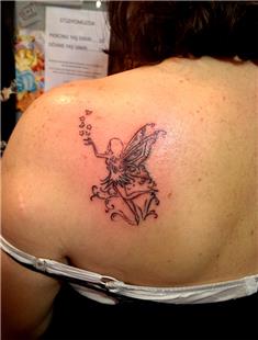 Melek Peri Kelebek Yldz Dvmesi / Angel Fairy Butterflies Stars Tattoo