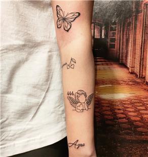Kelebek Kiraz Melek sim Dvmeleri / Butterfly Cherry Angel Name Tattoos