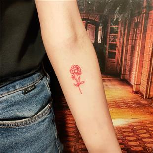 Kırmızı Çiçek Şakayık Dövmesi / Red Peony Flower Tattoo