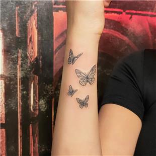 izgisel Kelebek Dvmeleri / Linear Butterfly Tattoos