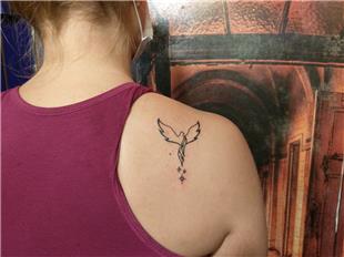 Simurg Zmrd Anka Kuu ve Yldzlar Srt Dvmesi / Phoenix and Stars Back Tattoo