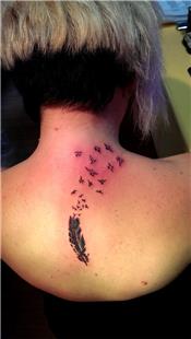 Tüy ve Uçan Kuşlar Sırt Dövmesi / Feather and Flying Birds Back Tattoo