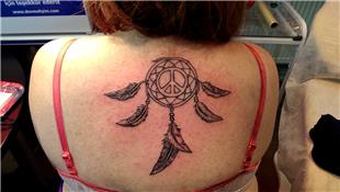 Düş Kapanı Barış İşareti Sırt Dövmesi / Dreamcatcher Peace Tattoo on Back