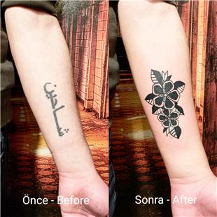 Arapa ahin smi zerinin iek Dvmesi ile Kapatlmas / Tattoo Cover Up