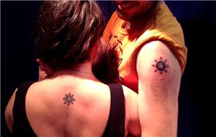 iftler iin Sembolik Minimal Gne Dvmesi / Couple Sun Symbol Tattoo