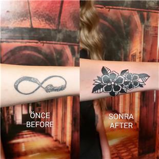 iek Dvmesi ile Sonsuzluk areti Kapatma almas / Infinity Tattoo Cover Up with Flower