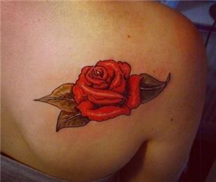Omuza Kırmızı Gül Dövmesi / Red Rose Tattoo