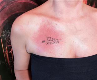 Kalpler ve Ok Roma Rakam Dvmesi / Hearts Arrow Roman Numerals Tattoo