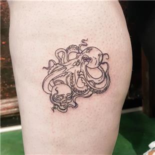 Ahtapot ve Kuru Kafa Dvmesi / Octopus and Skull Tattoo