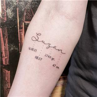 Suzan sim ve Doum Bilgileri Dvmesi / Baby Name and Info Tattoo