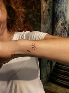 ocuk izimi Gne ve Ku Dvmesi / Kid Drawing Sun and Bird Tattoo