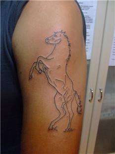 Çizgisel Şaha Kalkmış At  Dövmesi / Line Work Horse Tattoo