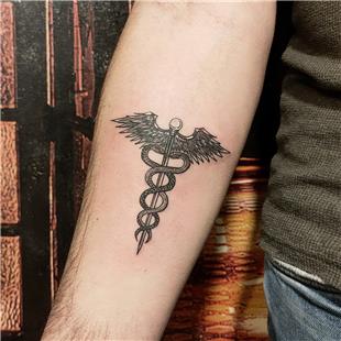 Hermes Asası Kadüse Dövmesi / Hermes Caduceus Tattoo