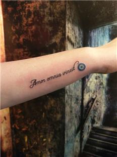 Latince Yaz ve Nazar Boncuu Dvmesi / Latin Quotes and Blue Evil Eye Bead Tattoo