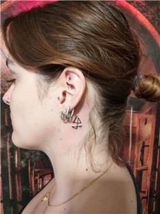 Boyuna Sembolik Çizgisel Yelkenli Çapa Dövmesi / Line Work Sailer Symbol Tattoo