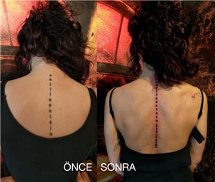 Mors Alfabesi Sırt Dövmesi Ekleme Düzeltme / Morse Code Back Tattoo Cover Up