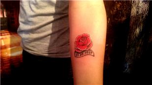 Old School Gl ve Tarih Dvmesi / Old School Rose and Date Tattoo