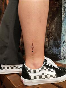 Ayak Bileine Kuzey Yldz ve Kalp Dvmesi / North Star and Heart Tattoo